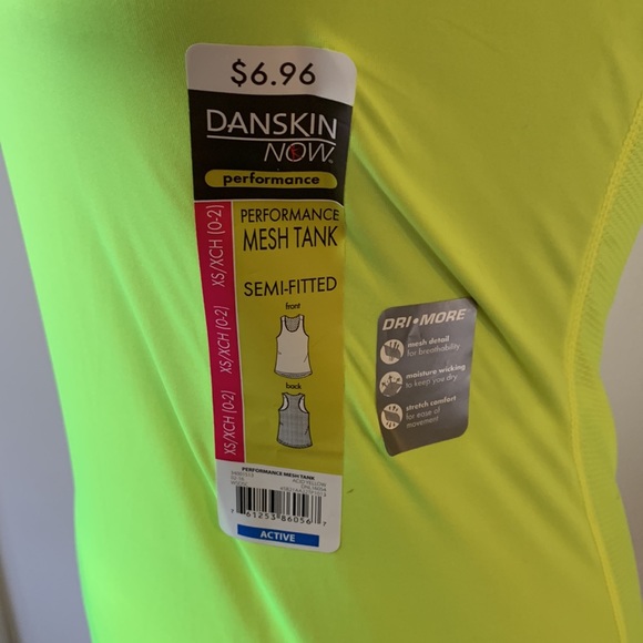 NWT Highlighter Yellow Danskin Racerback Athletic Tank Top - Picture 2 of 8